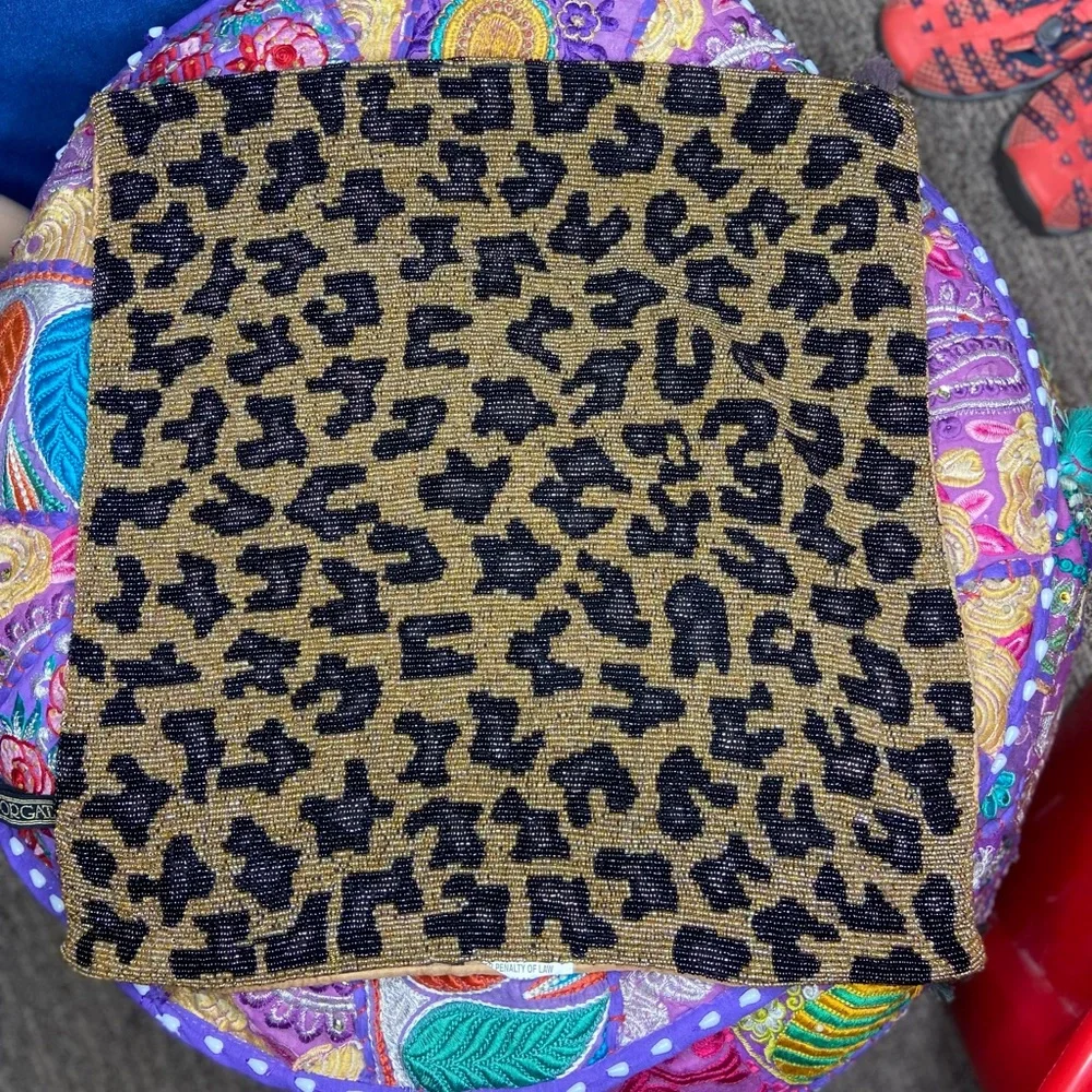 Pair Of Borgata Animal Print Beaded Throw Pillow Cases (Cases Only)